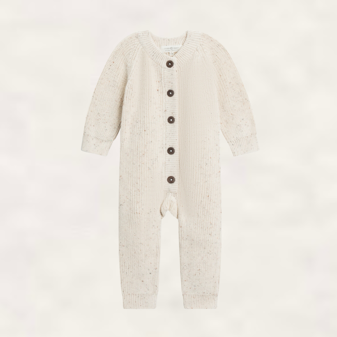 Organic Baby Milo Sweater Romper - Ivory / Fleck