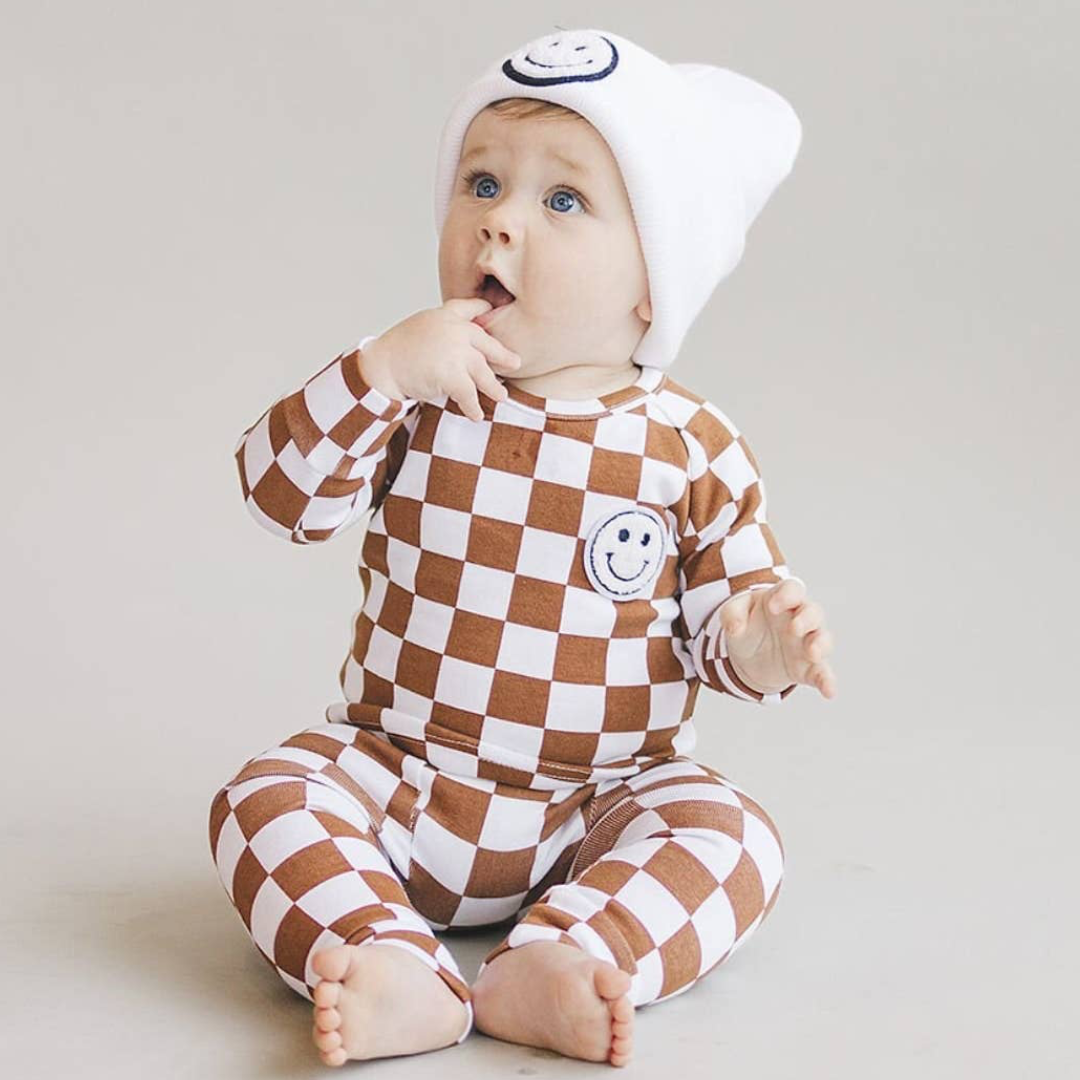 Checkered Smiley Lounge Set | Copper