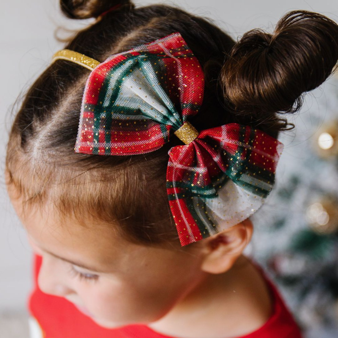 Holiday Plaid Bow Headband