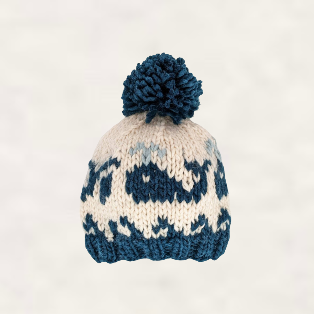 Whale Pop Pom Pom Beanie Hat
