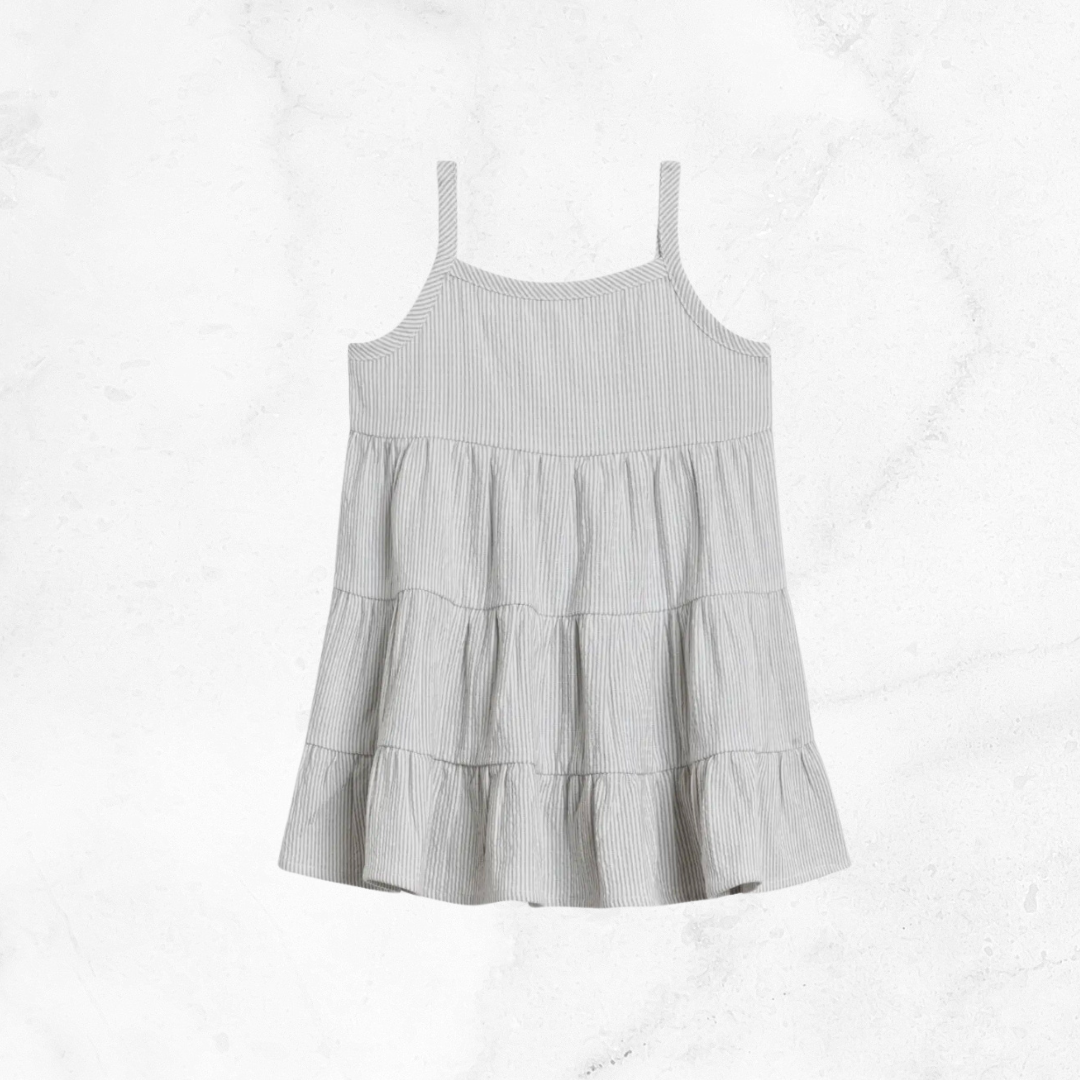 Organic Cari Seersucker Tiered Dress - Shore Stripe