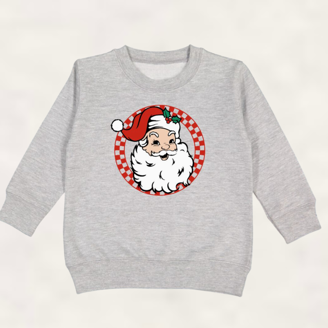 Retro Santa Christmas Sweatshirt - Kids Holiday Crewneck