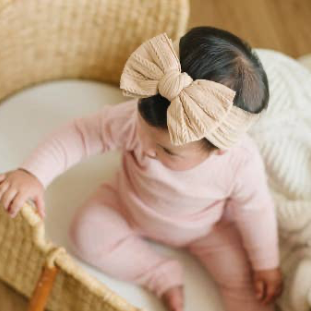 Big Bow Cable Knit Nylon Headband