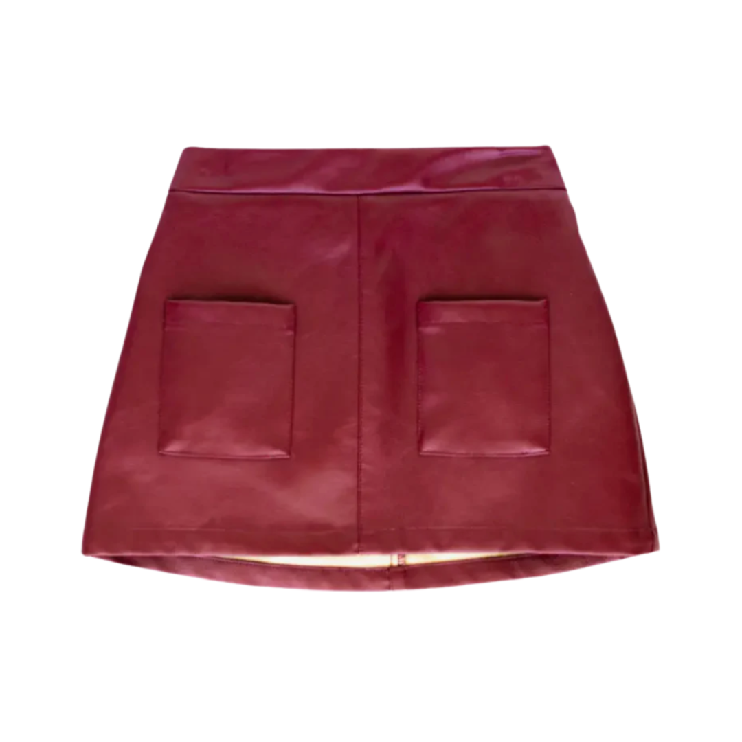 Katie Pocket Mini Skirt - Maroon