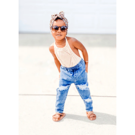 Frankie Distressed Denim Jeans - Dark Wash