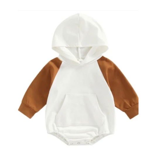 Baby Hooded Romper — Brown
