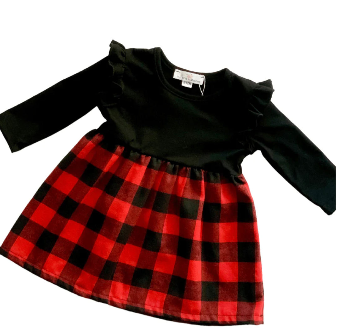 Lizzie Ruffle Shoulder Dress - Red Flannel