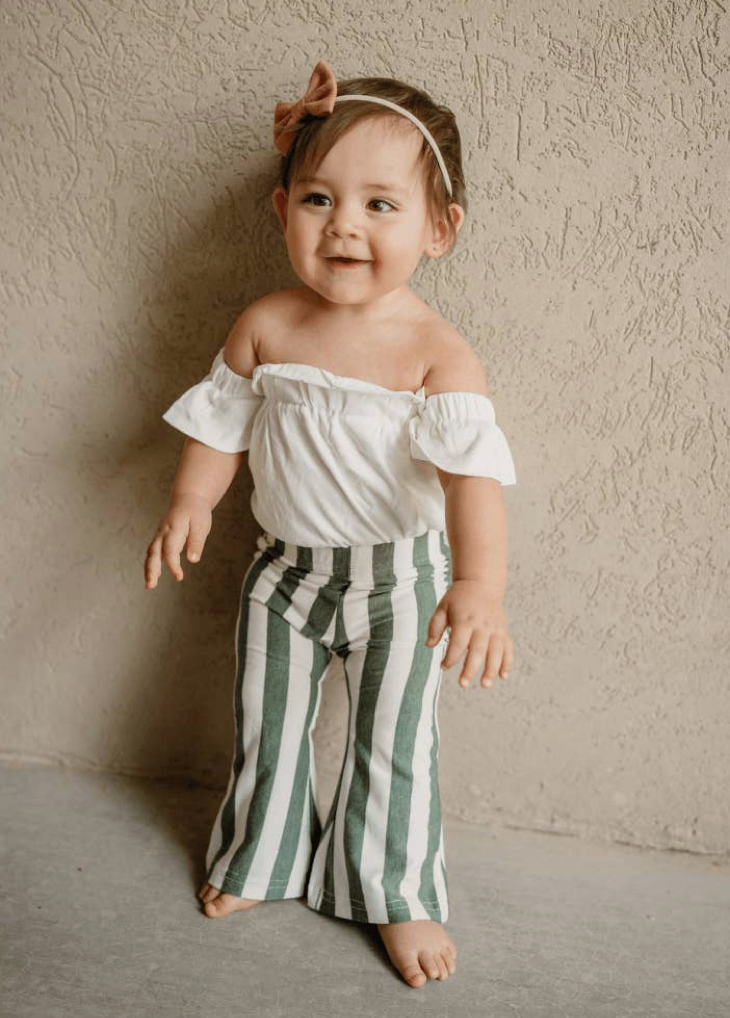 Blakely Boho bell bottoms - Green stripe