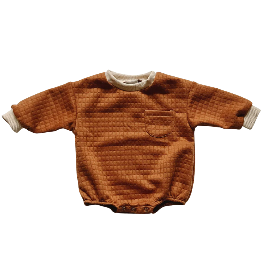 Quilted Sweatshirt Romper - Ginger