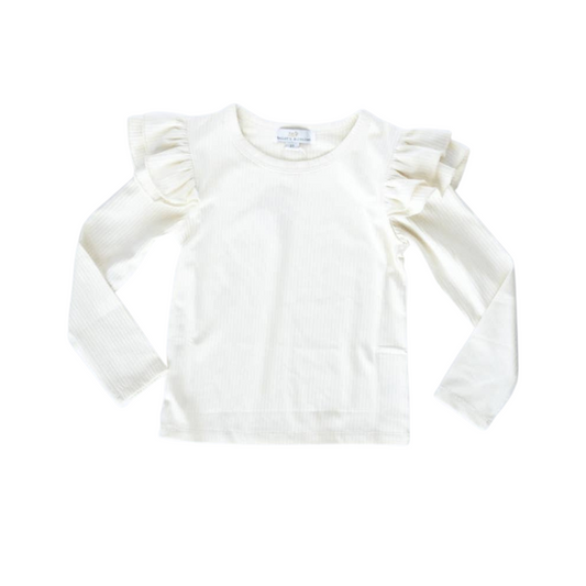 Evie Ruffle Shoulder Top - Cream
