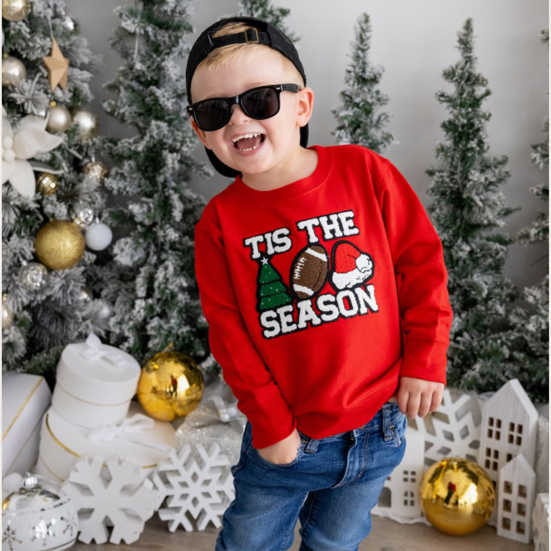 Tis the Season Patch Christmas Sweatshirt - Kids Holiday