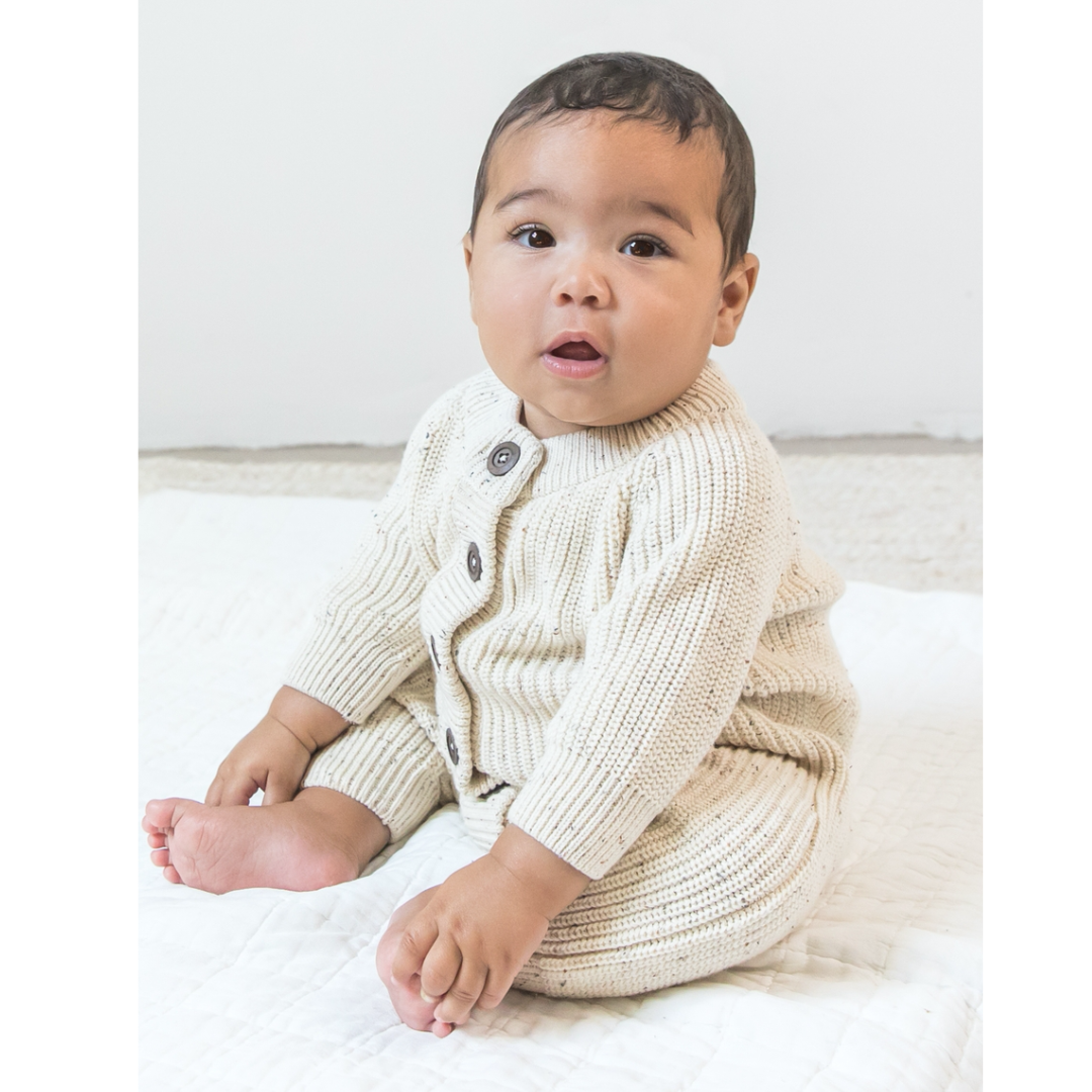 Organic Baby Milo Sweater Romper - Ivory / Fleck