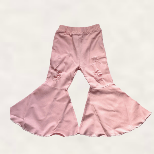 Barbie Pleated Denim Bell Bottoms - Pink