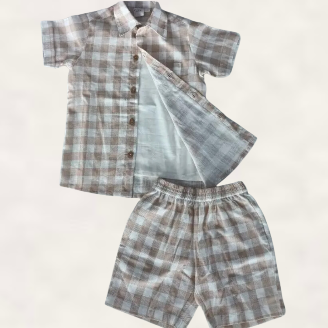 Checkered Printed Shirt & Shorts Set