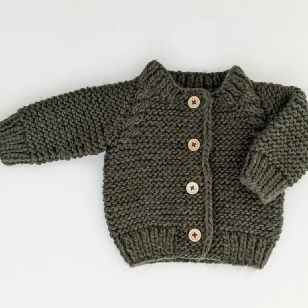 Loden Garter Stitch Cardigan Sweater