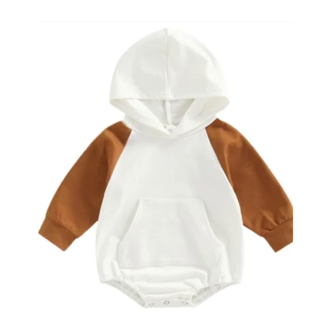 Baby Hooded Romper — Brown